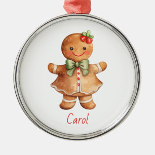 Gingerbread Girl Christmas Metal Tree Decoration