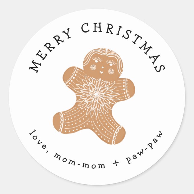 gingerbread girl cookie gift sticker (Front)
