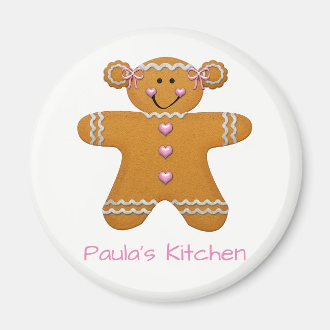 Gingerbread Girl Fridge Magnet~Personalise! Magnet (Front)