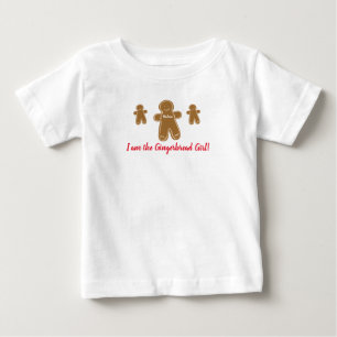 Gingerbread Girl Personalised Name Holiday Festive Baby T-Shirt
