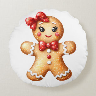 Gingerbread Girl Round Cushion
