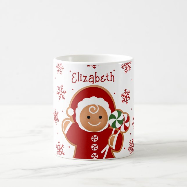 Gingerbread Girl with Peppermint Lollipops Coffee Mug (Center)