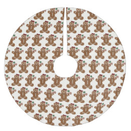 Gingerbread Girl with Red Bow and Sweets Brushed Polyester Tree Skirt