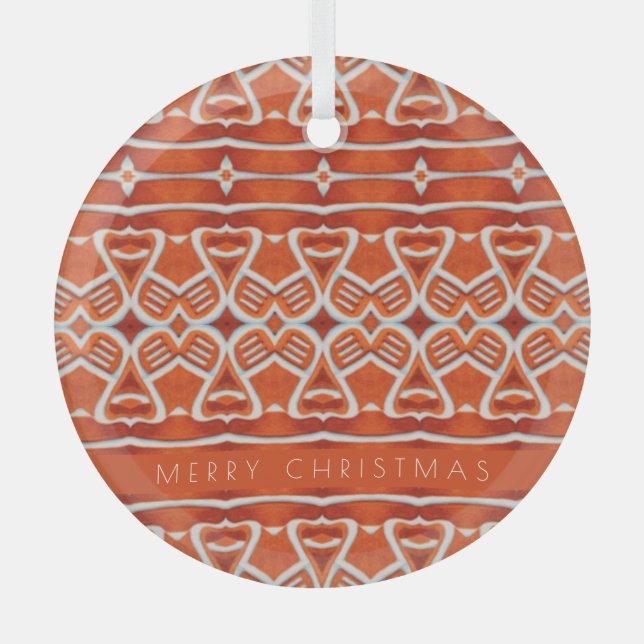 GINGERBREAD Glass Circle Ornament + Text (Front)