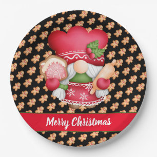 Gingerbread Gnome Customise Colour and Text Paper  Paper Plate