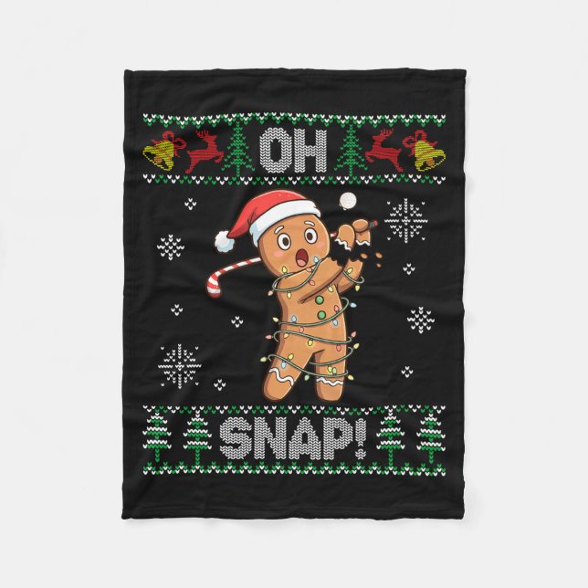 Gingerbread Golf Christmas Cookie Oh Snap Santa Ug Fleece Blanket (Front)
