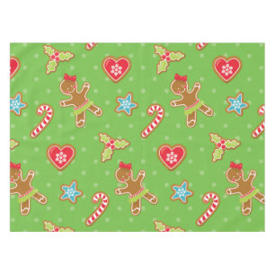 Gingerbread Heart Christmas Tablecloth