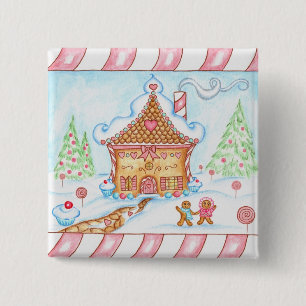 Gingerbread Heart House Button