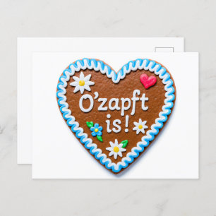 Gingerbread Heart with Oktoberfest Greeting Holiday Postcard