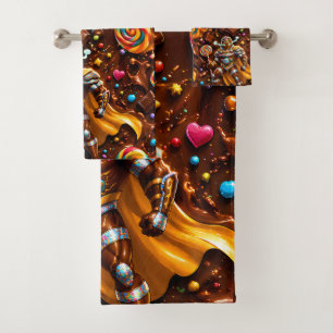 Gingerbread hero Warrior bath towels, chocolate ca Towel Set