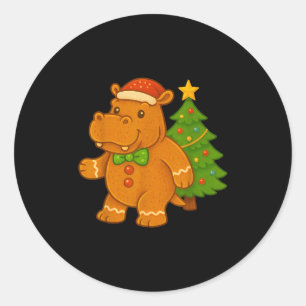 Gingerbread Hip Santa Hat Christmas Tree Hiptamus  Classic Round Sticker