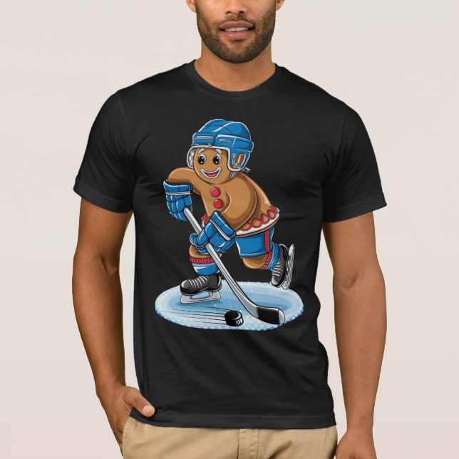gingerbread hockey player christmas fun T-Shirt (Front)
