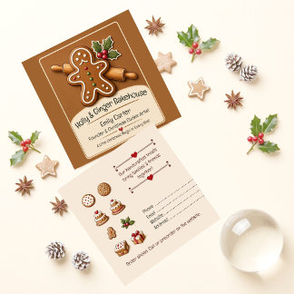 Gingerbread Holiday Bakery Cookies Christmas Holly Square Business Card