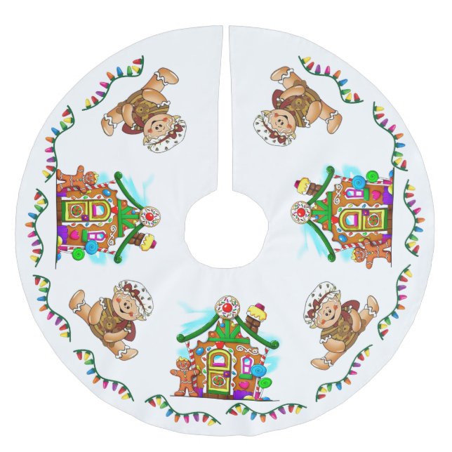 "GINGERBREAD HOLIDAY" BRUSHED POLYESTER TREE SKIRT (Front)