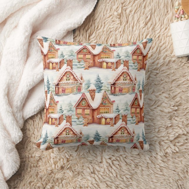 Gingerbread Holiday Christmas Pattern Cushion (Blanket)
