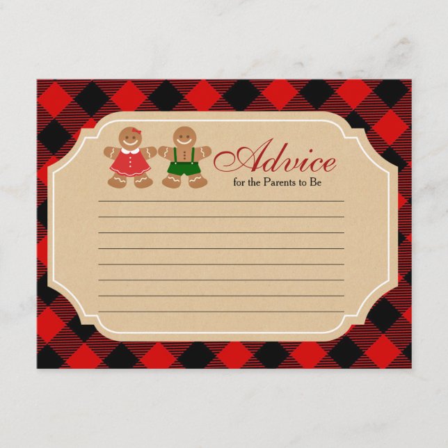 Gingerbread Holiday Gender Reveal Advice Card (Front)