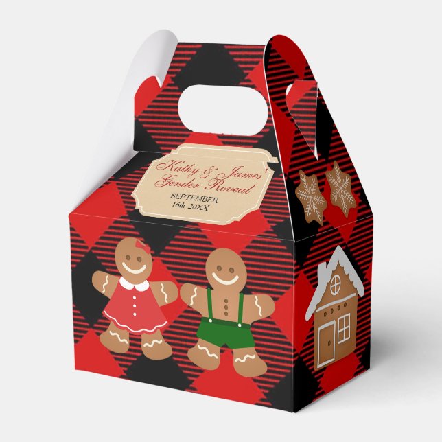 Gingerbread Holiday Gender Reveal Christmas Favour Box (Front Side)