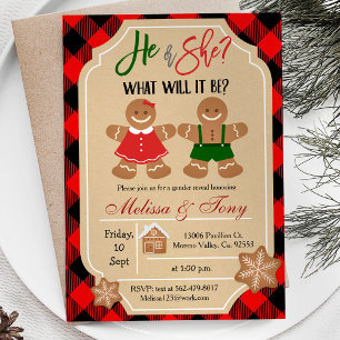 Gingerbread Holiday Gender Reveal Invitation