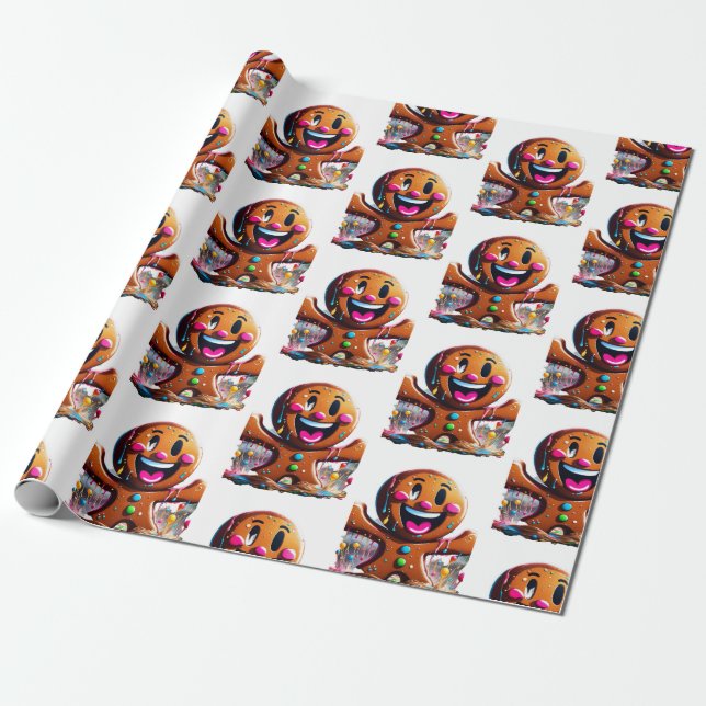 Gingerbread Holiday pattern wrapping papers Wrapping Paper (Unrolled)