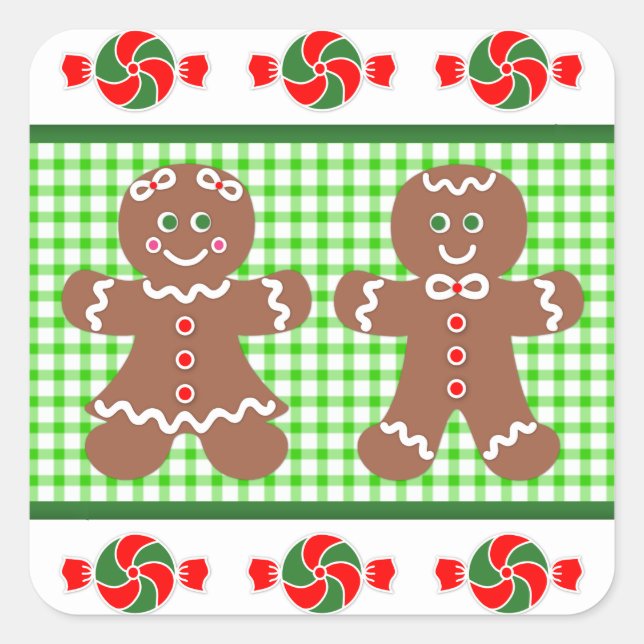 Gingerbread Holiday Square Sticker (Front)
