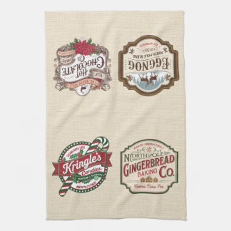 Gingerbread Hot Chocolate Candy Eggnog Christmas Tea Towel