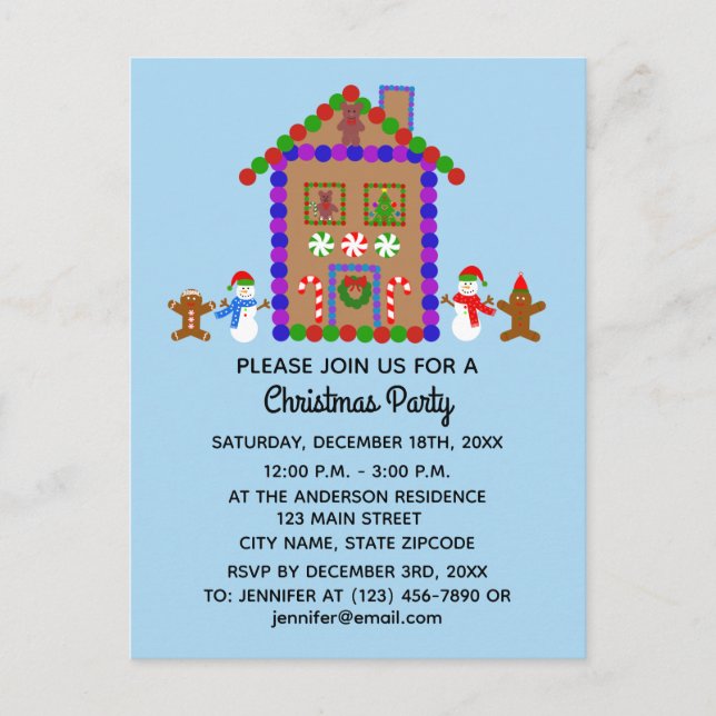 Gingerbread House #1 Invitation Postcard (Front)