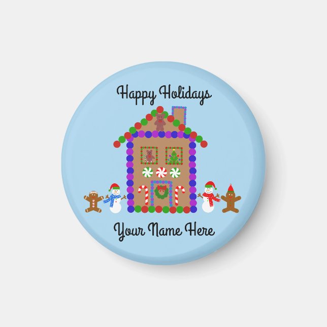 Gingerbread House #1 Round Magnet  (Front)