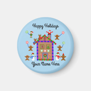 Gingerbread House #2 Round Magnet