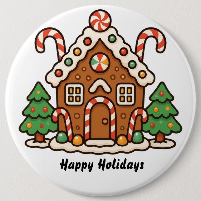 Gingerbread House  6 Cm Round Badge (Front)