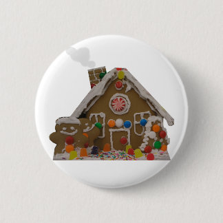 Gingerbread House 6 Cm Round Badge