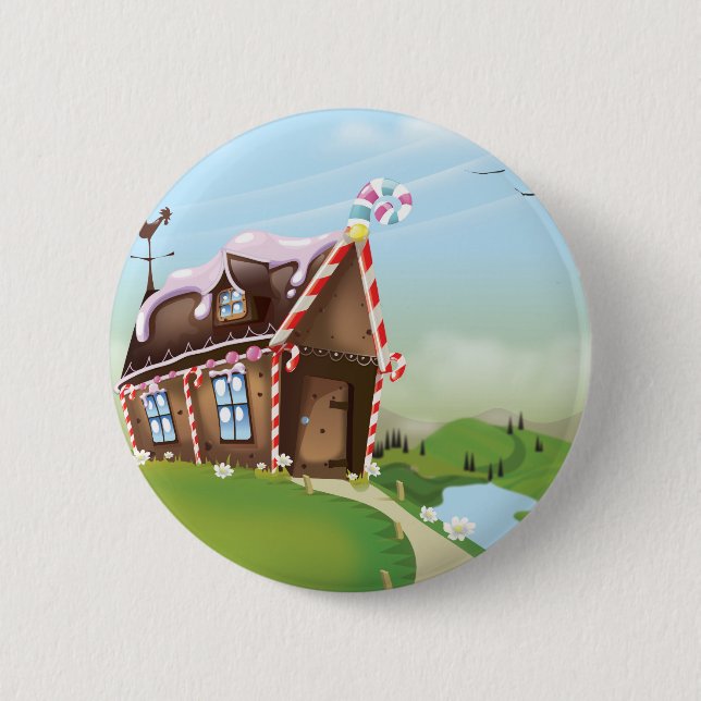 Gingerbread house 6 cm round badge (Front)