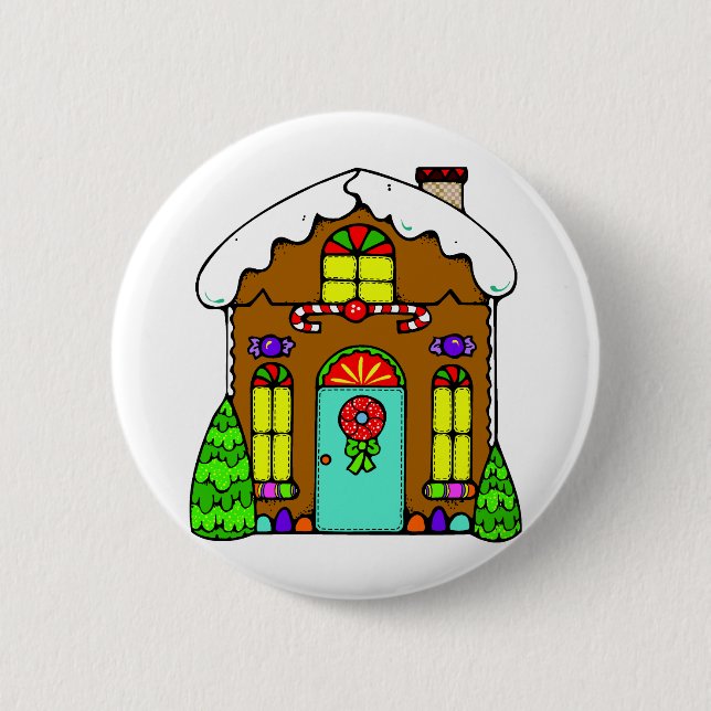 Gingerbread House 6 Cm Round Badge (Front)