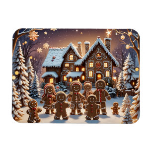 Gingerbread house and cute gingerbread family magnet