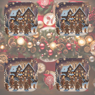 Gingerbread house and cute gingerbread family paper plate