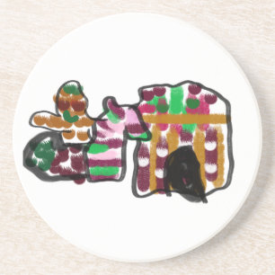 Gingerbread house and ginger bread  man lovey coaster