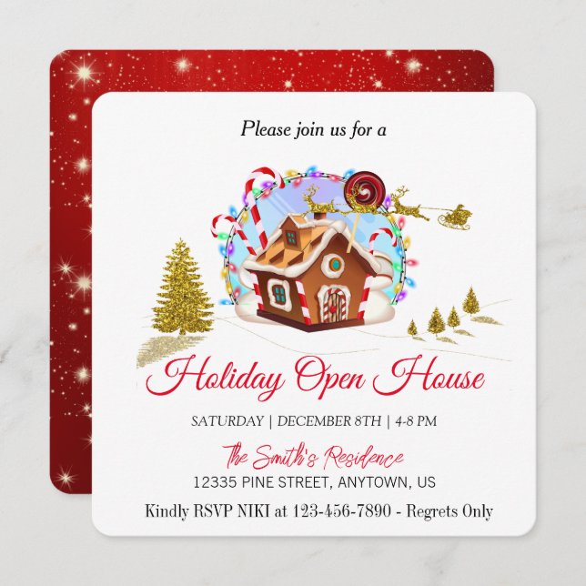 Gingerbread House and Golden Santa Claus Holiday  (Front/Back)