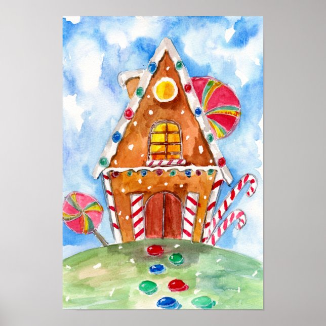 Gingerbread House and Lollipops Poster (Front)