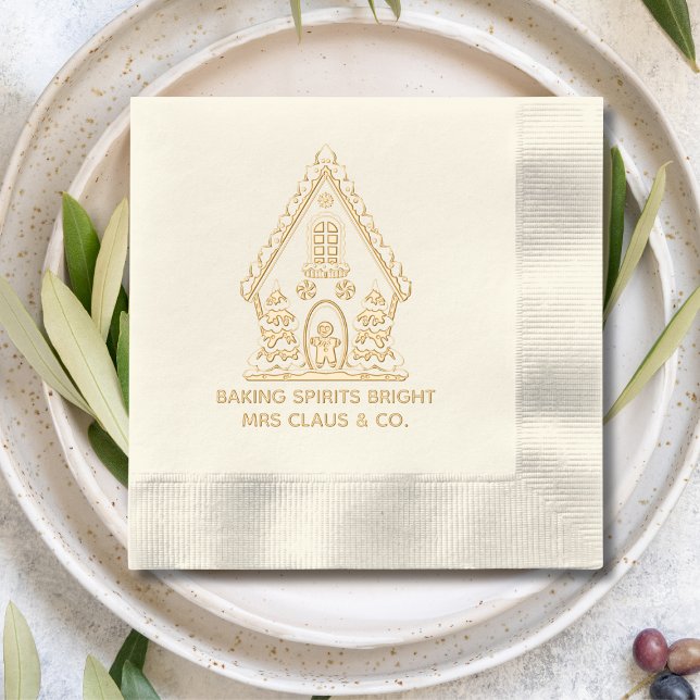 Gingerbread House Baking Corporate Christmas Foil Napkins (Creator Uploaded)