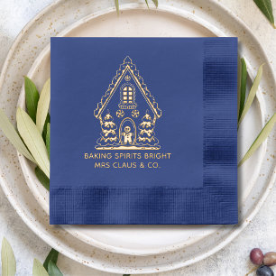 Gingerbread House Baking Corporate Christmas Foil Napkins