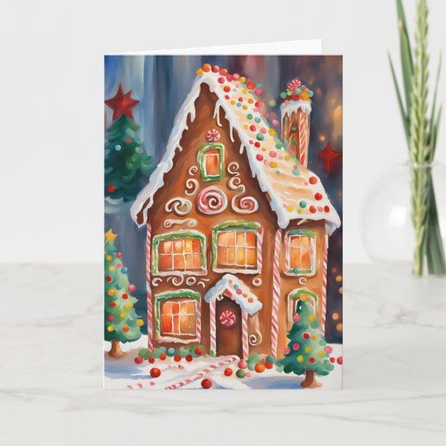 Gingerbread House, Blank Inside, Holiday Card (Front)