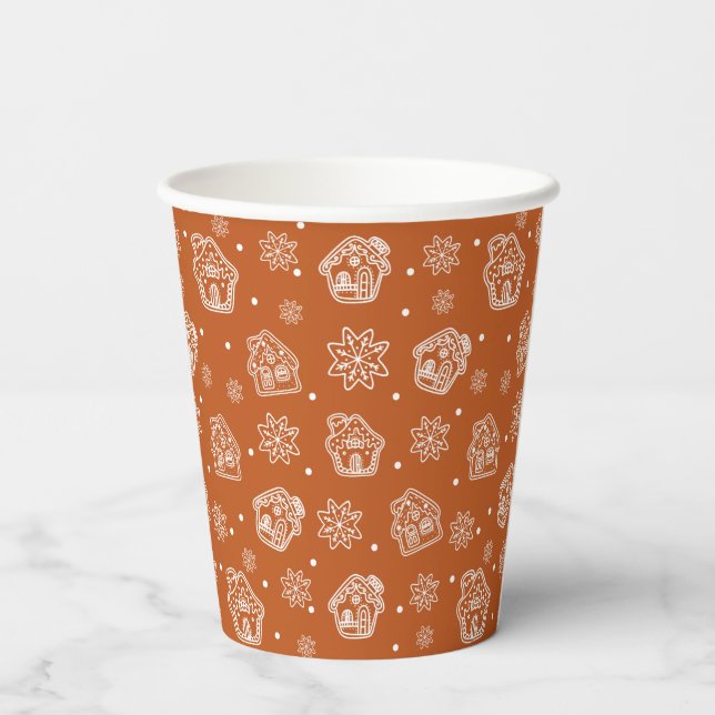 Gingerbread House Brown Paper Cups (Back)