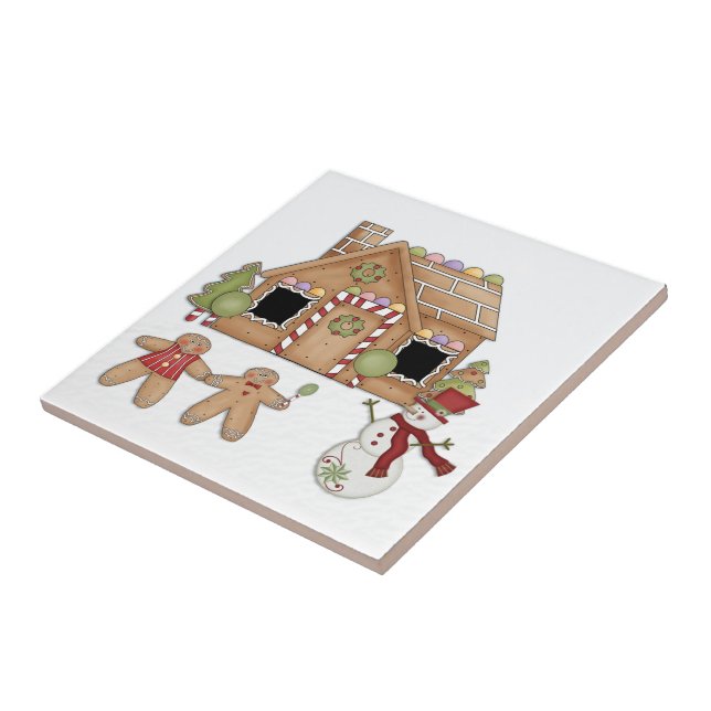 Gingerbread House Ceramic Tile (Side)