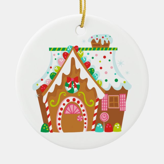 Gingerbread House Ceramic Tree Decoration (Front)