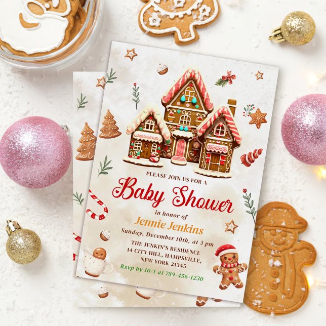 Gingerbread House Christmas Baby Shower  Invitation (Creator Uploaded)