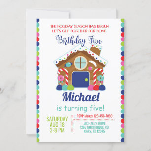 Gingerbread house Christmas boy invitation. Invitation