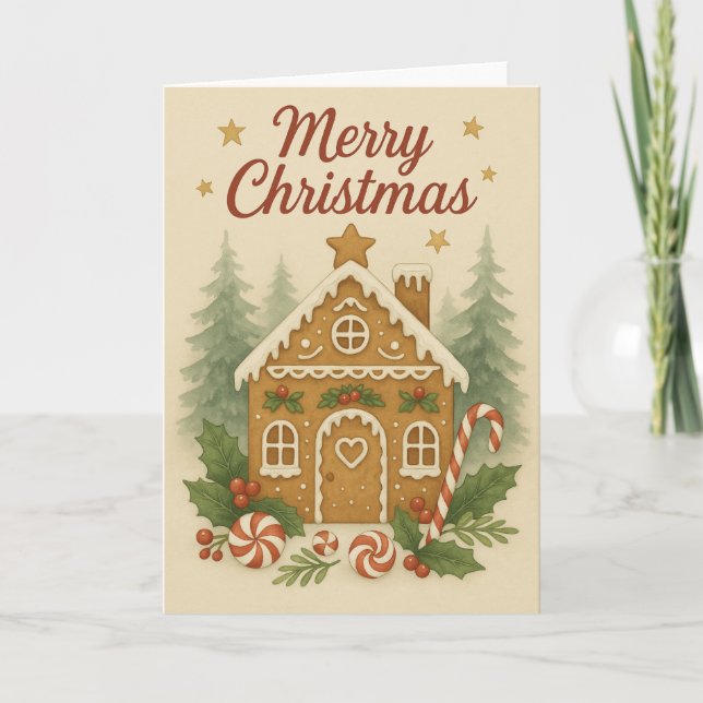 Gingerbread House Christmas Card (Front)