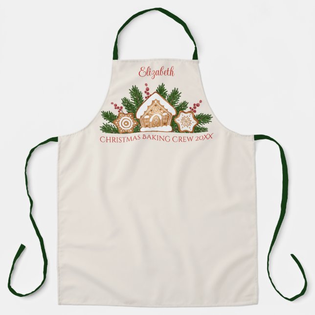 Gingerbread House Christmas Cookie Baking Crew Apron (Front)