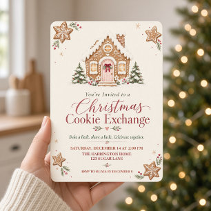 Gingerbread House Christmas Cookie Exchange Invitation