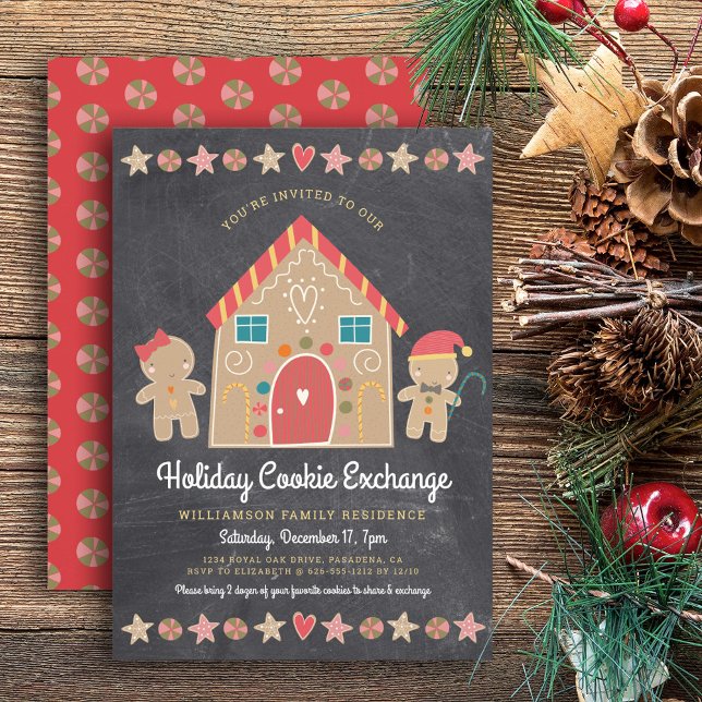 Gingerbread House Christmas Cookie Exchange Party Invitation (Creator Uploaded)