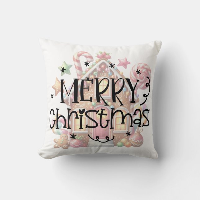 Gingerbread house Christmas Cushion (Front)